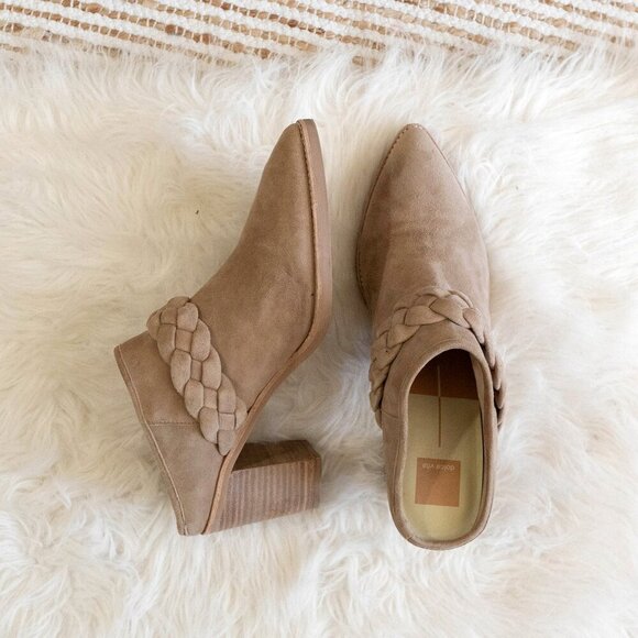 Dolce Vita Serla Sz 11 Tan Suede Pointed Toe Braided Strap Anthropologie - Picture 4 of 7